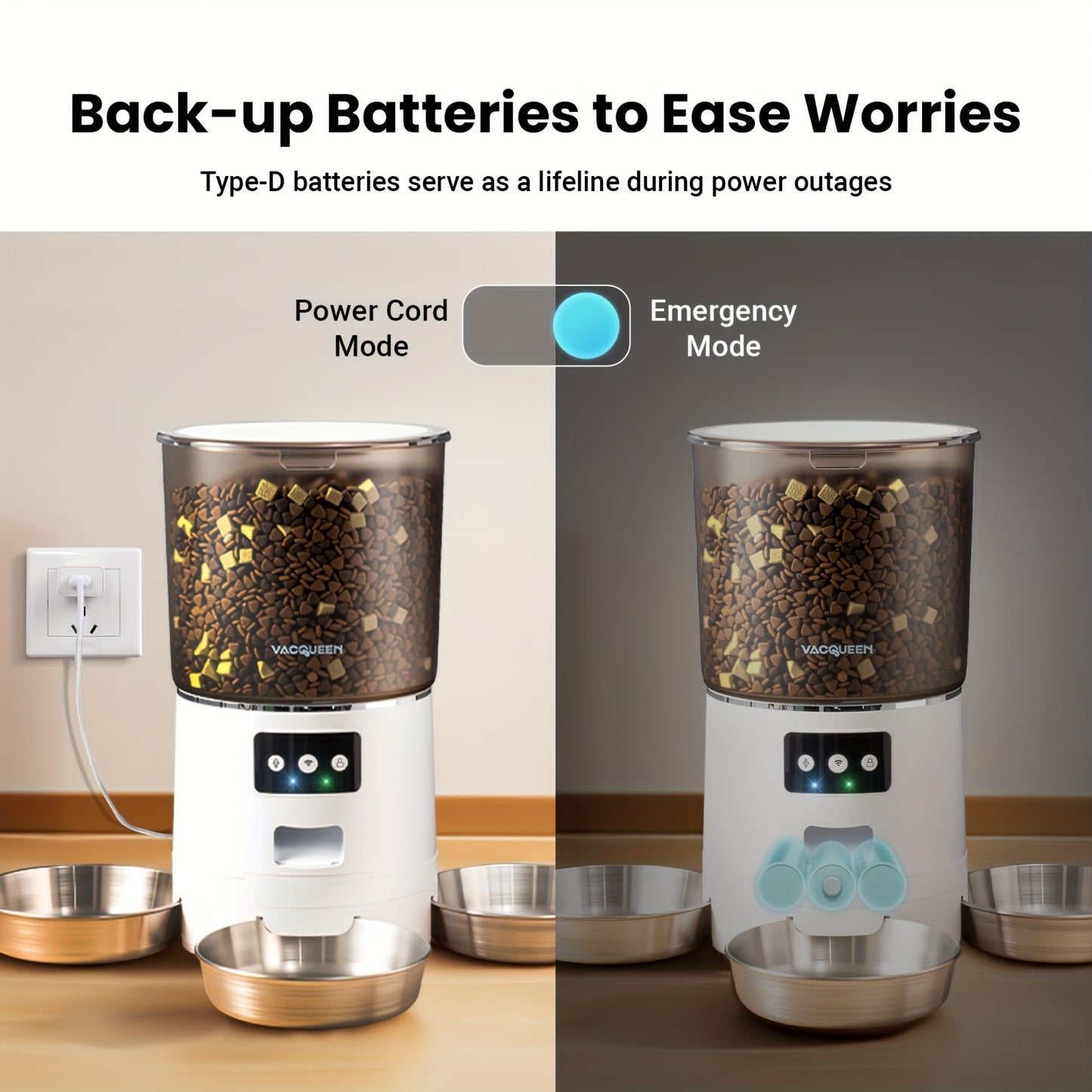 Smart WiFi Feeder with App Control & 1.59gal Large Capacity - 3- Dispenser with 3-Bowls System, Real-Time Monitoring, Auto Feeding Schedule, Plug (110-130V) for Multi- Households, Pet Waster Prevention, Dog Feeder Automatical