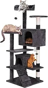 54-Inch Cat Tree & Tower for Indoor Cats: Plush Multi-Level Cat Furniture with Scratching Post, Jumping Platform & Cat Plateau