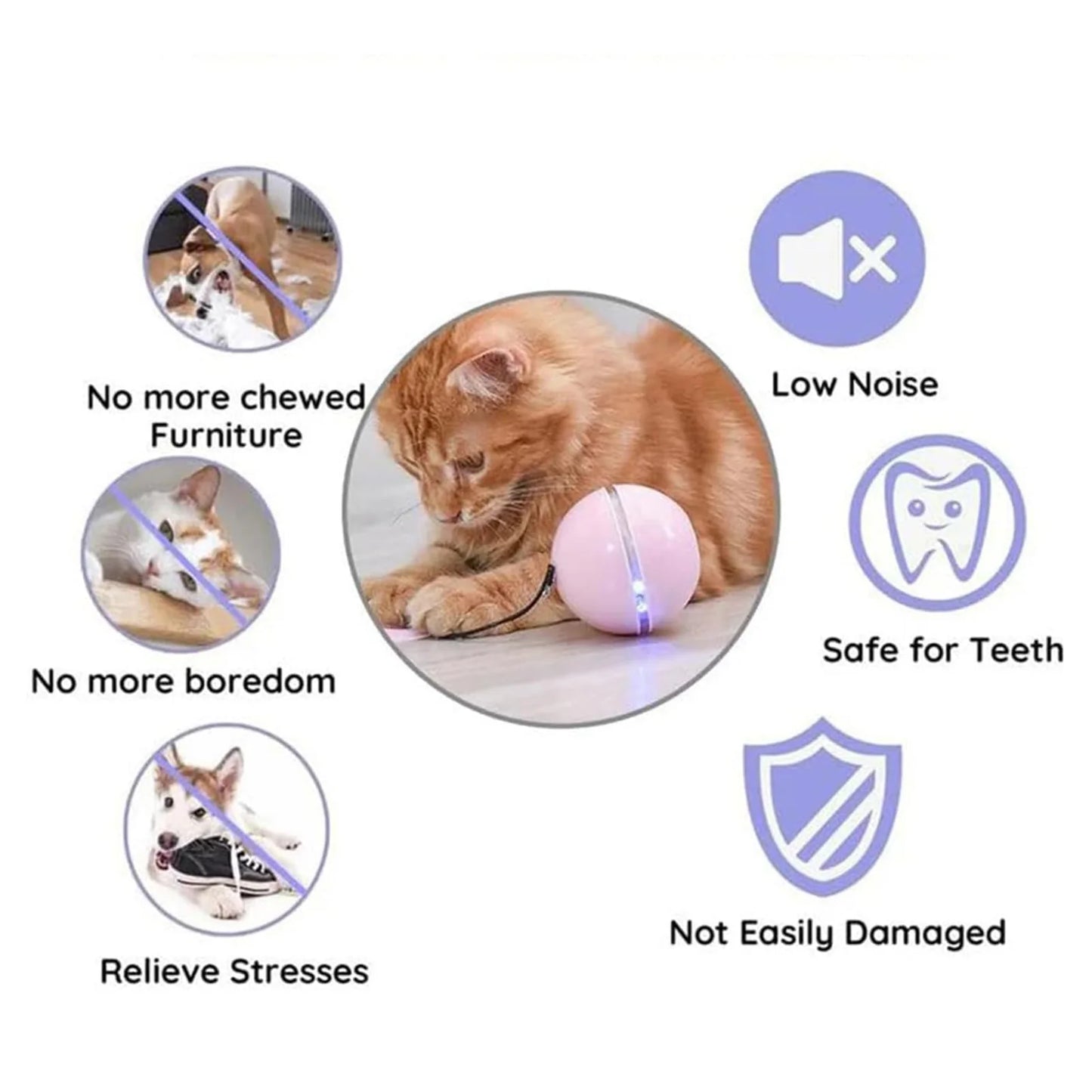 Automatic Smart Moving Cat Toy Rolling Ball Interactive LED Light Indoor Play for Cats