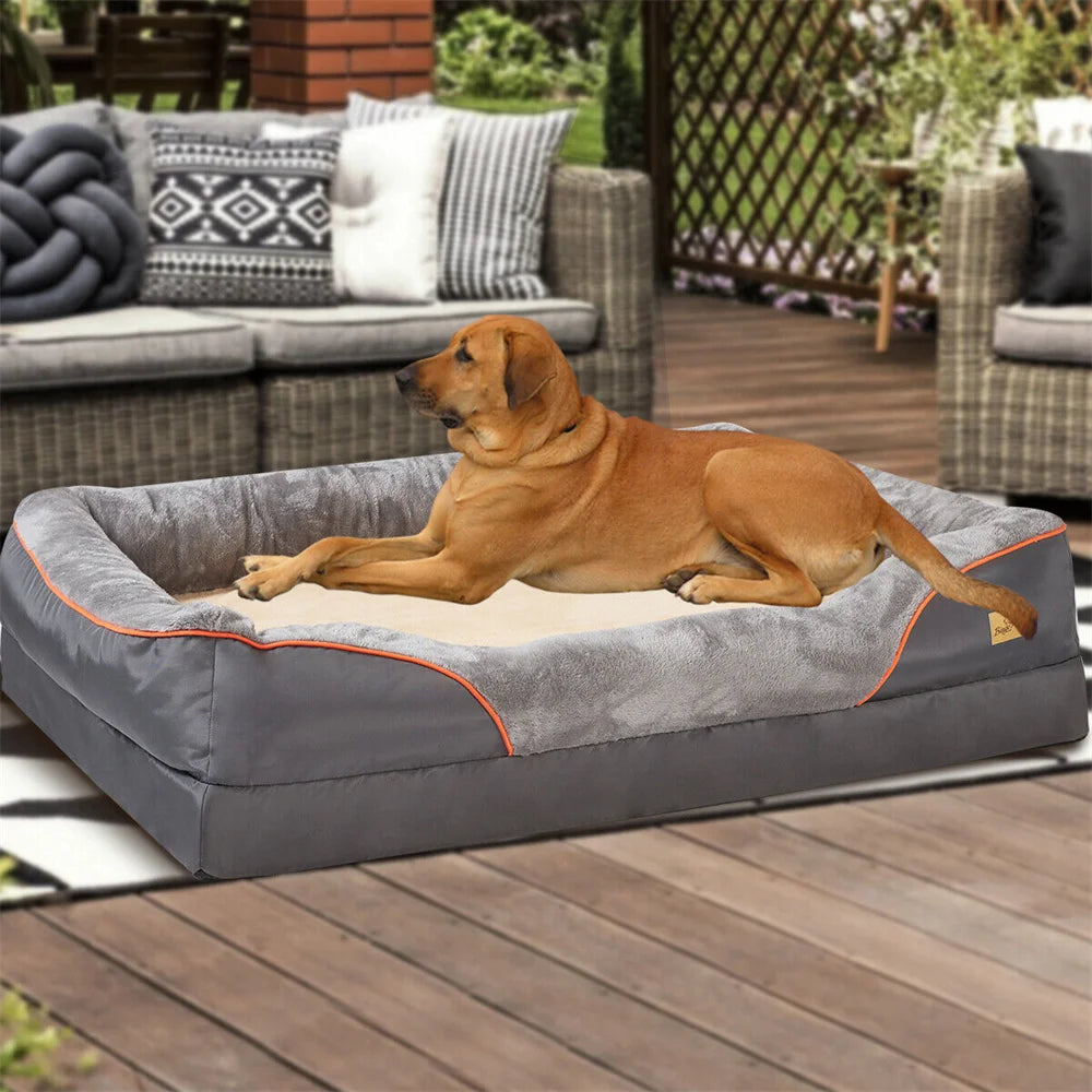 Jumbo Large Orthopedic Dog Bed, Waterproof, Elevated Cushion, Removable Cover