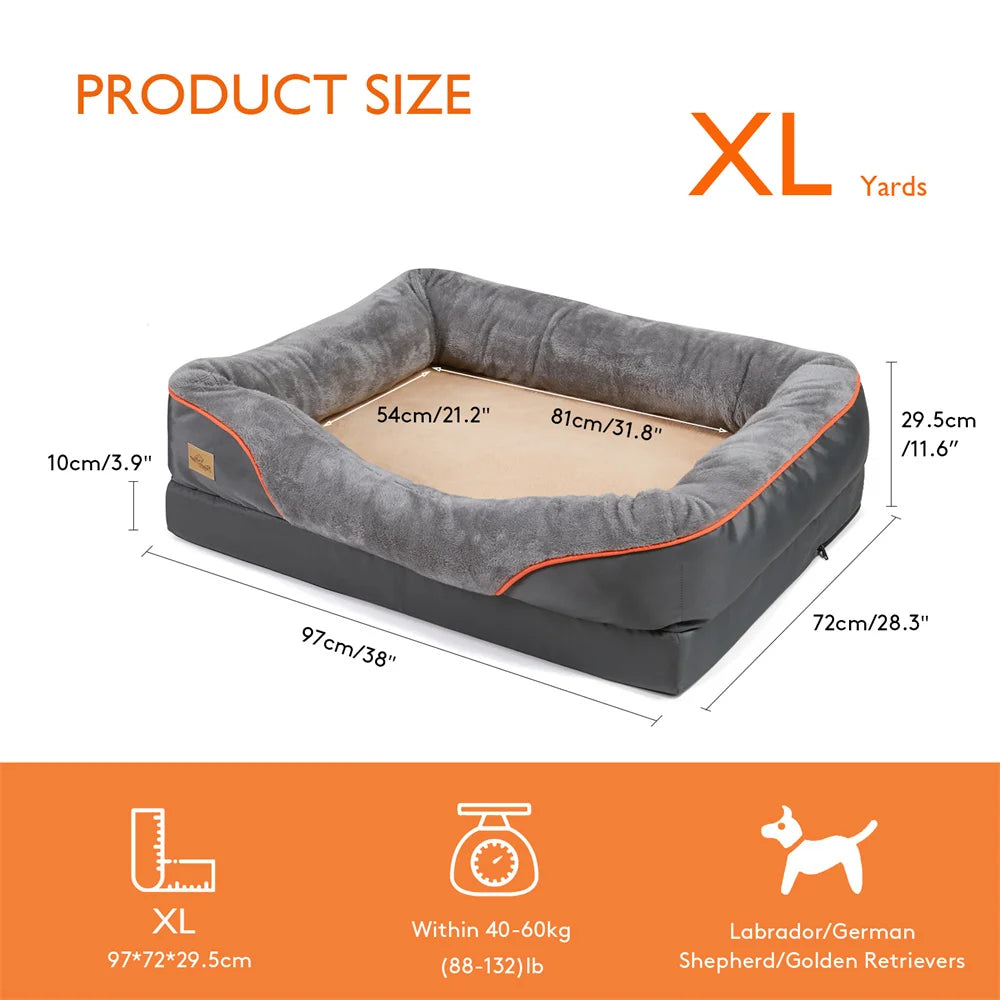 Jumbo Large Orthopedic Dog Bed, Waterproof, Elevated Cushion, Removable Cover