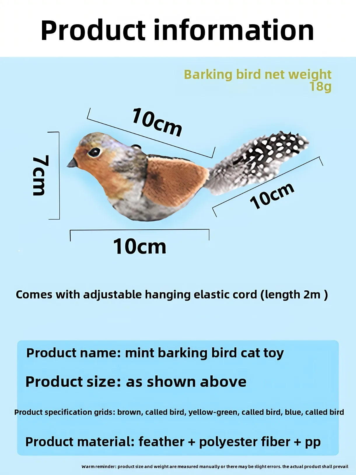 Sound - Making Bird Toy, Suitable For Pets Of All Ages Made From Safe Materials, It's Durable, Bite-Resistant, And Can Relieve