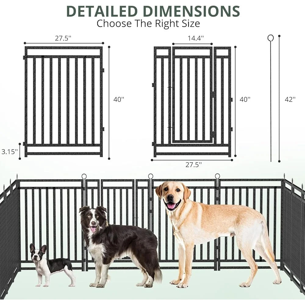 Outdoor Indoor Dog Playpen 40in Metal Dog Fence Large Medium Small Dogs 16 Panels Easy Assembly with Locking System Safe Durable