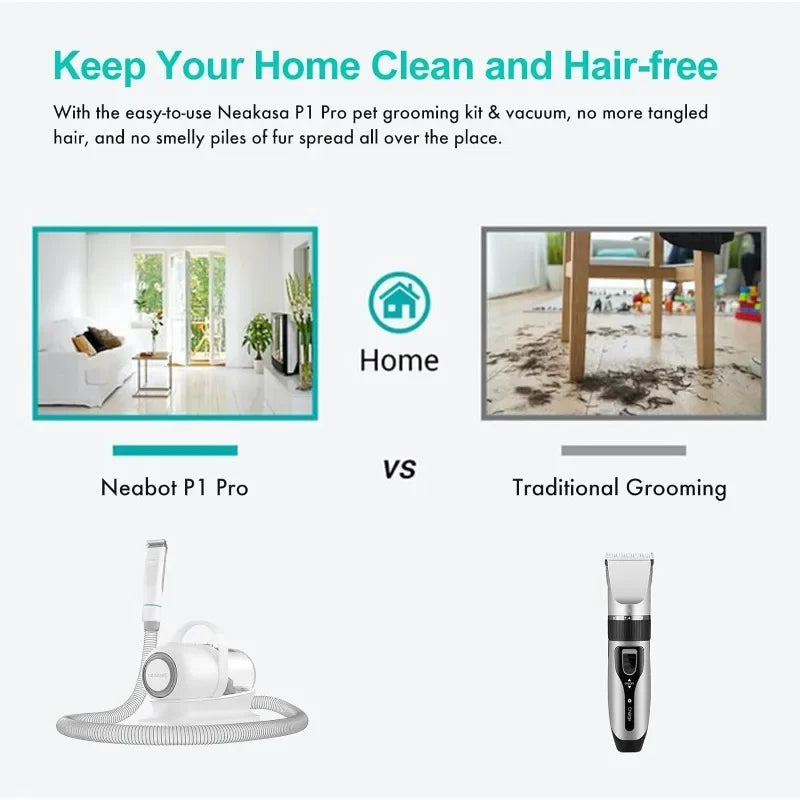 Neakasa P1 Pro Pet Grooming Kit With Vacuum Suction For 99 Percent Pet Hair Professional Clippers And Five Proven Grooming Tools For Dogs