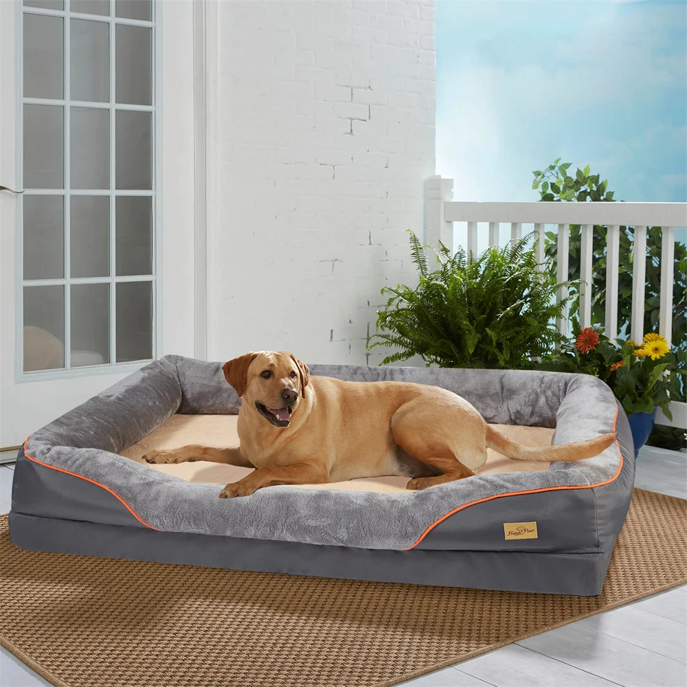 Jumbo Large Orthopedic Dog Bed, Waterproof, Elevated Cushion, Removable Cover