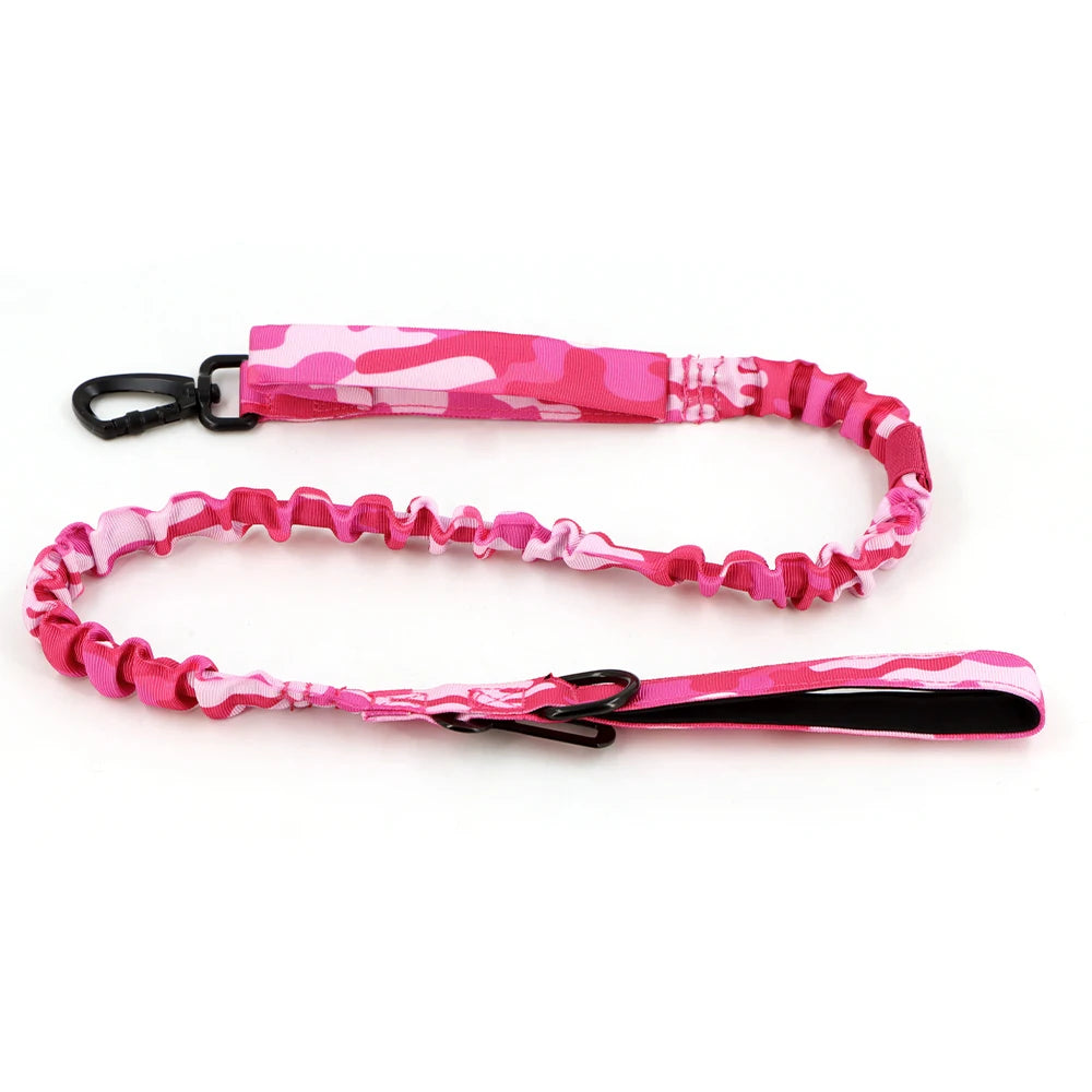 Military Pink Camouflage Dog Harness for Large and Medium Dogs Adjustable Tactical Training Vest with Leash