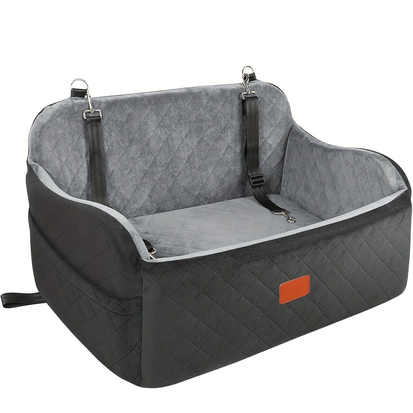 [3 Straps Dog Car Seat] Adjustable Dog Car Seat for Medium and Large Dogs | Pet Travel Car Bed with Seat Belt Pass-Through, Fully Removable and Washable, 3 Straps for Easy Installation