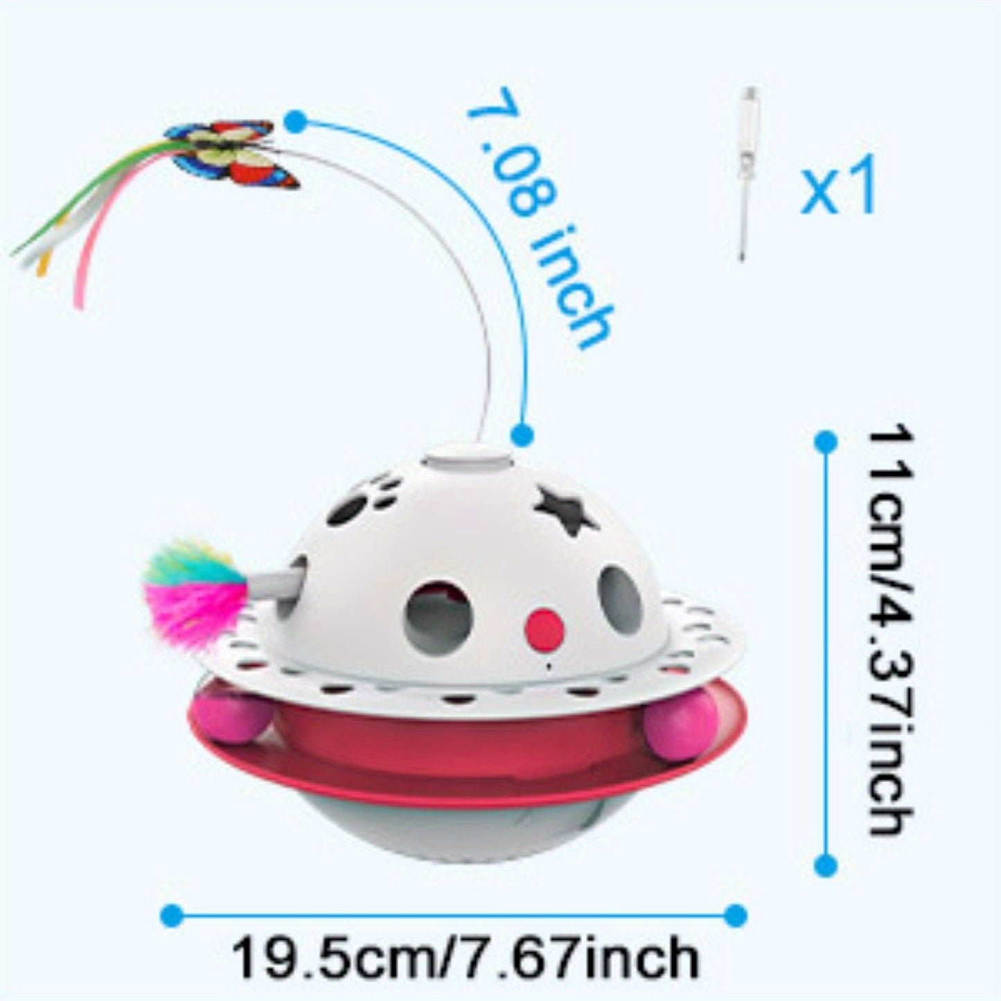 Cat Toys 3-in-1 Smart Interactive Electronic Kitten Toy Random Moving Feather Balls Indoor Exercise Cat Dog Pet Products, Shell Material, with 2 Replacing Fluttering Butterfly And Bring A Fun Surprise, Cat Toys for Indoor Cat