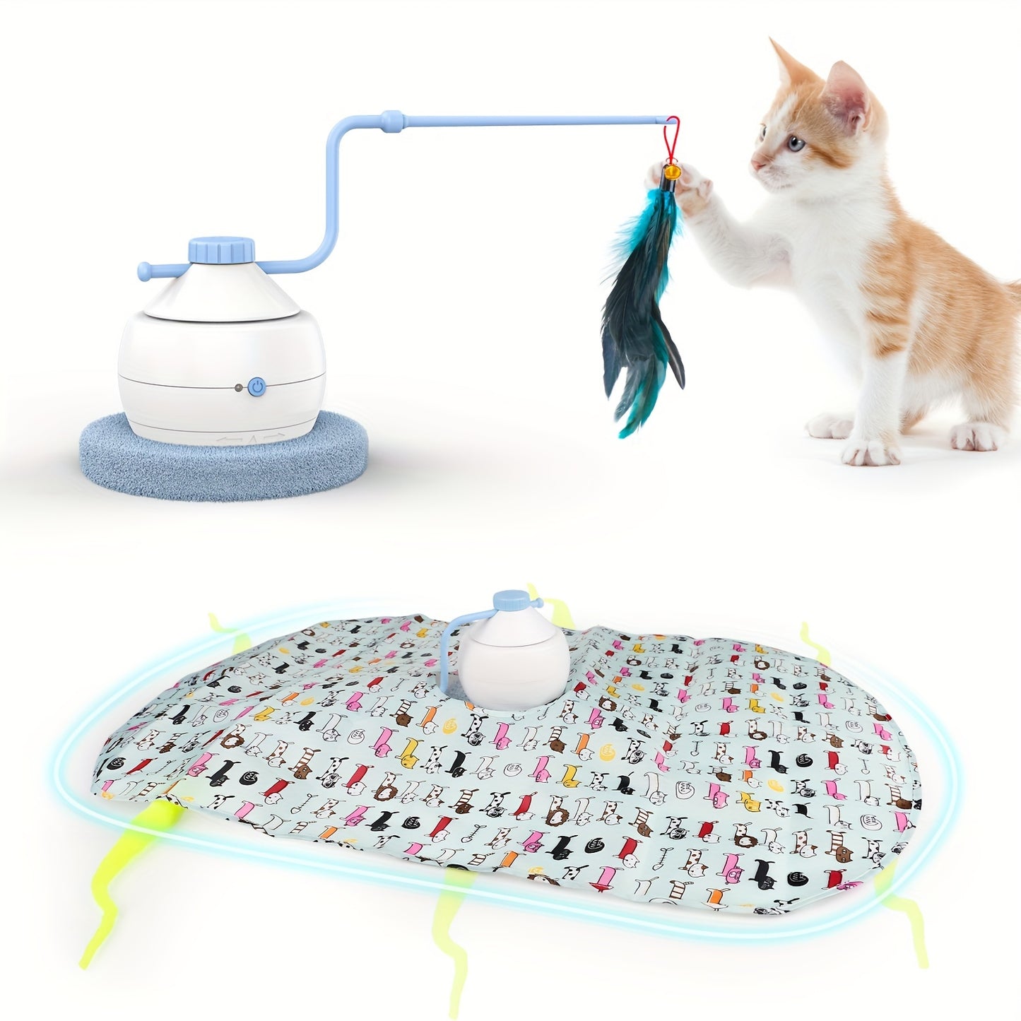 Cat Toys 3-in-1 Smart Interactive Electronic Kitten Toy Random Moving Feather Balls Indoor Exercise Cat Dog Pet Products, Shell Material, with 2 Replacing Fluttering Butterfly And Bring A Fun Surprise, Cat Toys for Indoor Cat