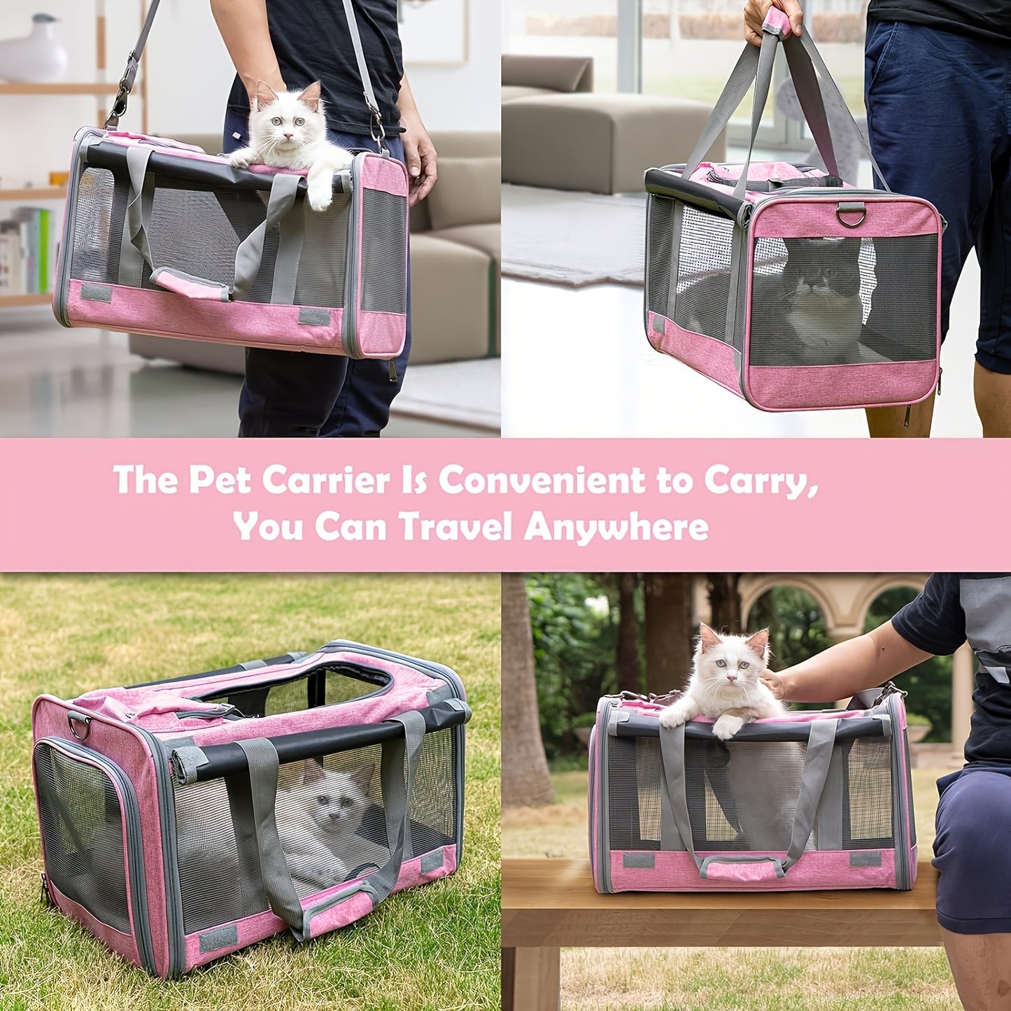 [Airline Approved Pet Carrier] Airline Approved, Comfortable, Durable Large Cat Carriers, Dog Soft Sided Carriers | Portable Travel Carrier, Collapsible, Easy to Carry, Multiple Colors, Pet Privacy Protection, Breathable