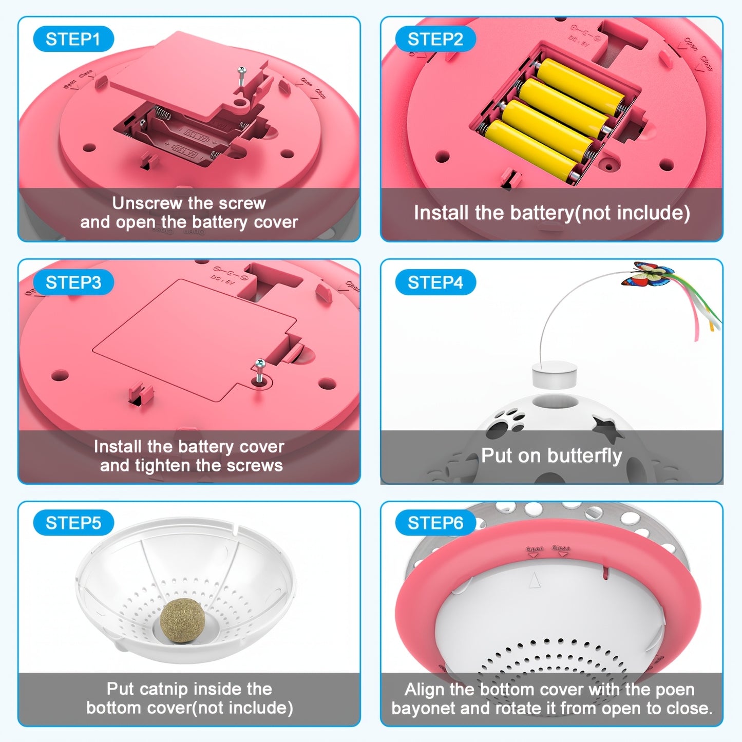 Cat Toys 3-in-1 Smart Interactive Electronic Kitten Toy Random Moving Feather Balls Indoor Exercise Cat Dog Pet Products, Shell Material, with 2 Replacing Fluttering Butterfly And Bring A Fun Surprise, Cat Toys for Indoor Cat