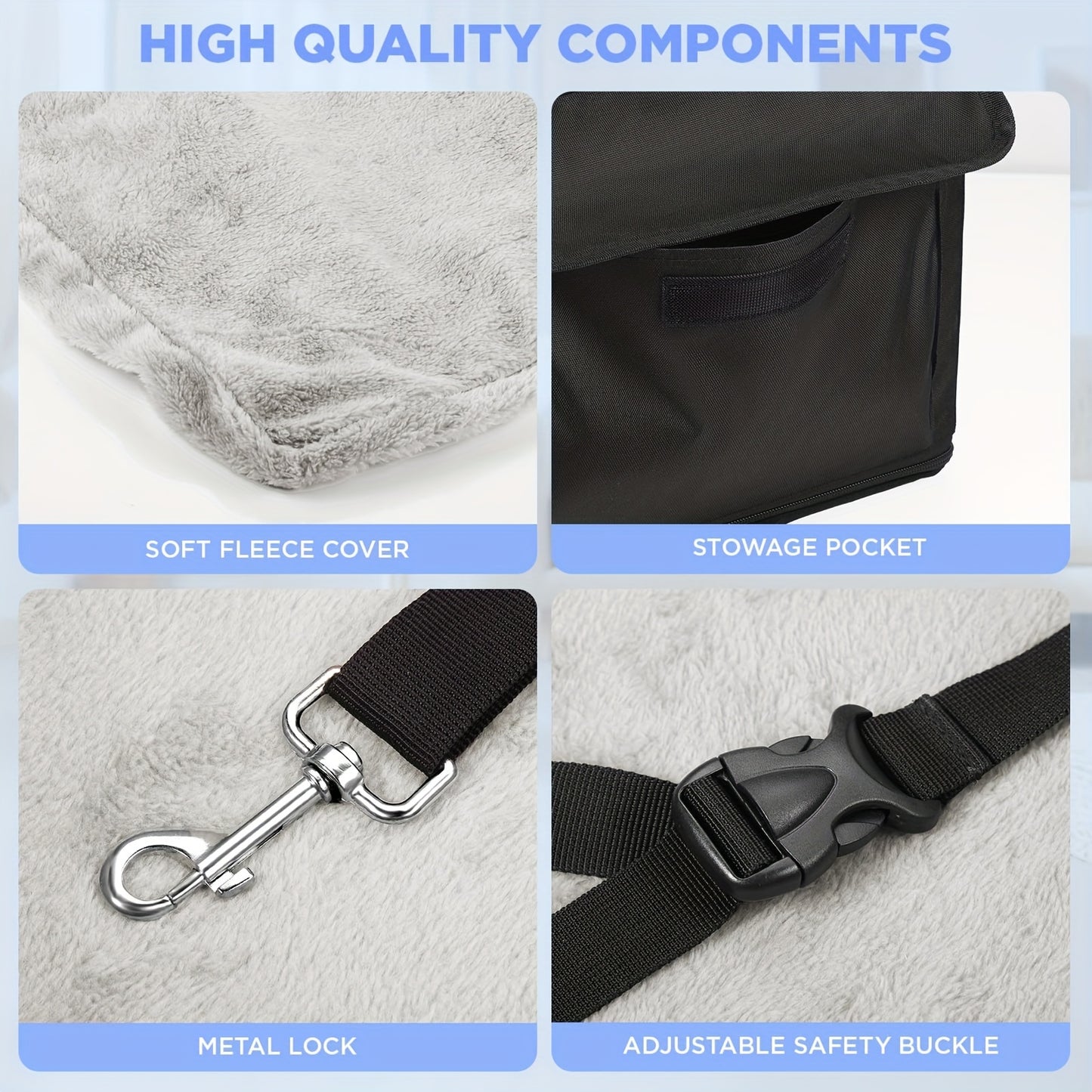 [Portable Dog Car Seat] Upgrade Portable Dog Car Seat for Small and Medium Dogs | Heightened Booster Seat with Storage Bag, Adjustable Straps, Easy to Install, Foldable, Detachable and Washable (Black)