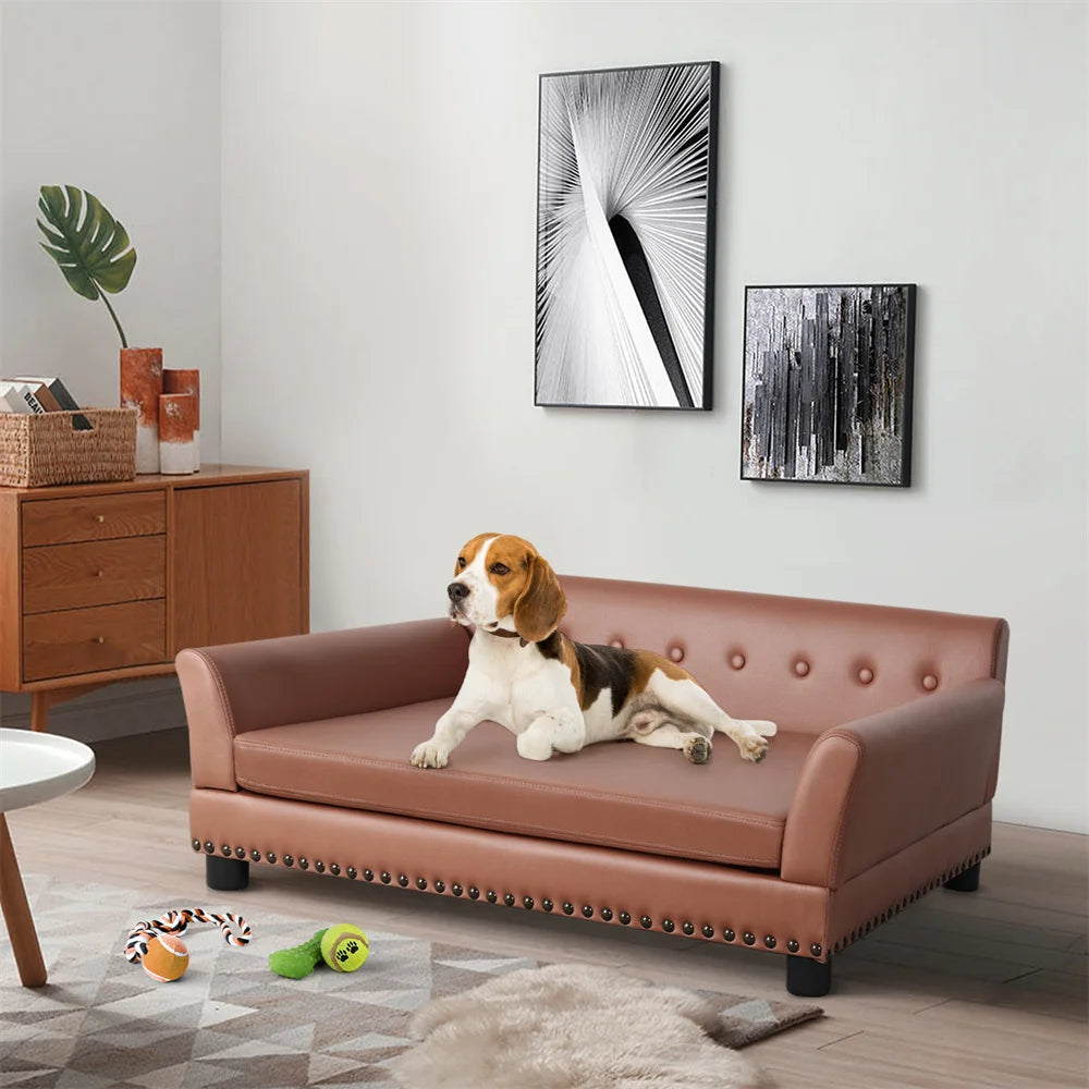 Heavy Duty Pet Sofa Large Raised Dog Bed Cushioned Sofa Softly Pet Cat Bed Puppy Sofa Couch Lounge Bed