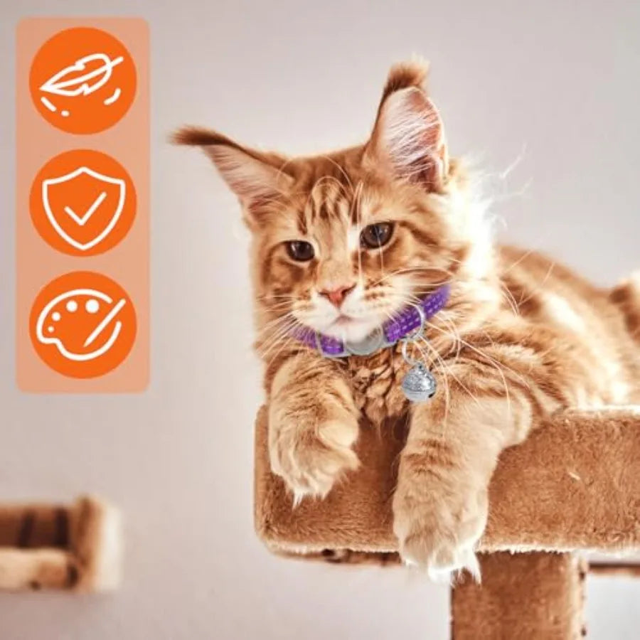 5 Pack Reflective Cat Collars with Bell Breakaway Cat Collars Adjustable Safety Kitten Collar Colorful Soft Small Cats Collar f