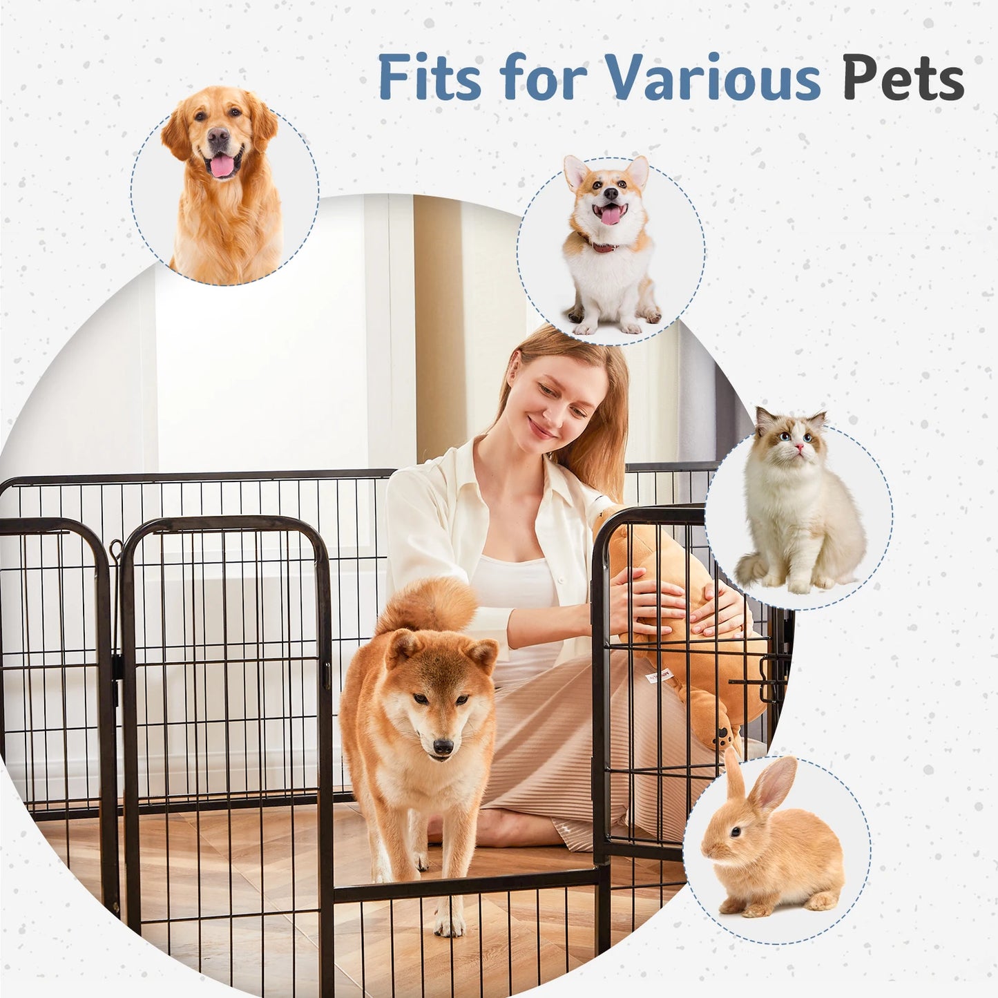 16 Panel Dog Playpen Indoor/outdoor Fence,  Exercise for Yard  Metal Dog Pen for Camping