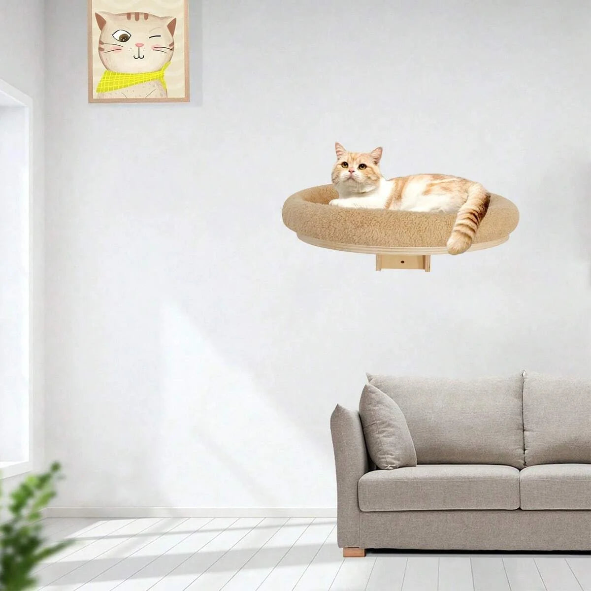 Wooden Climbing Ladder, Cat Hammock, Scratching Post, for Activity Indoors