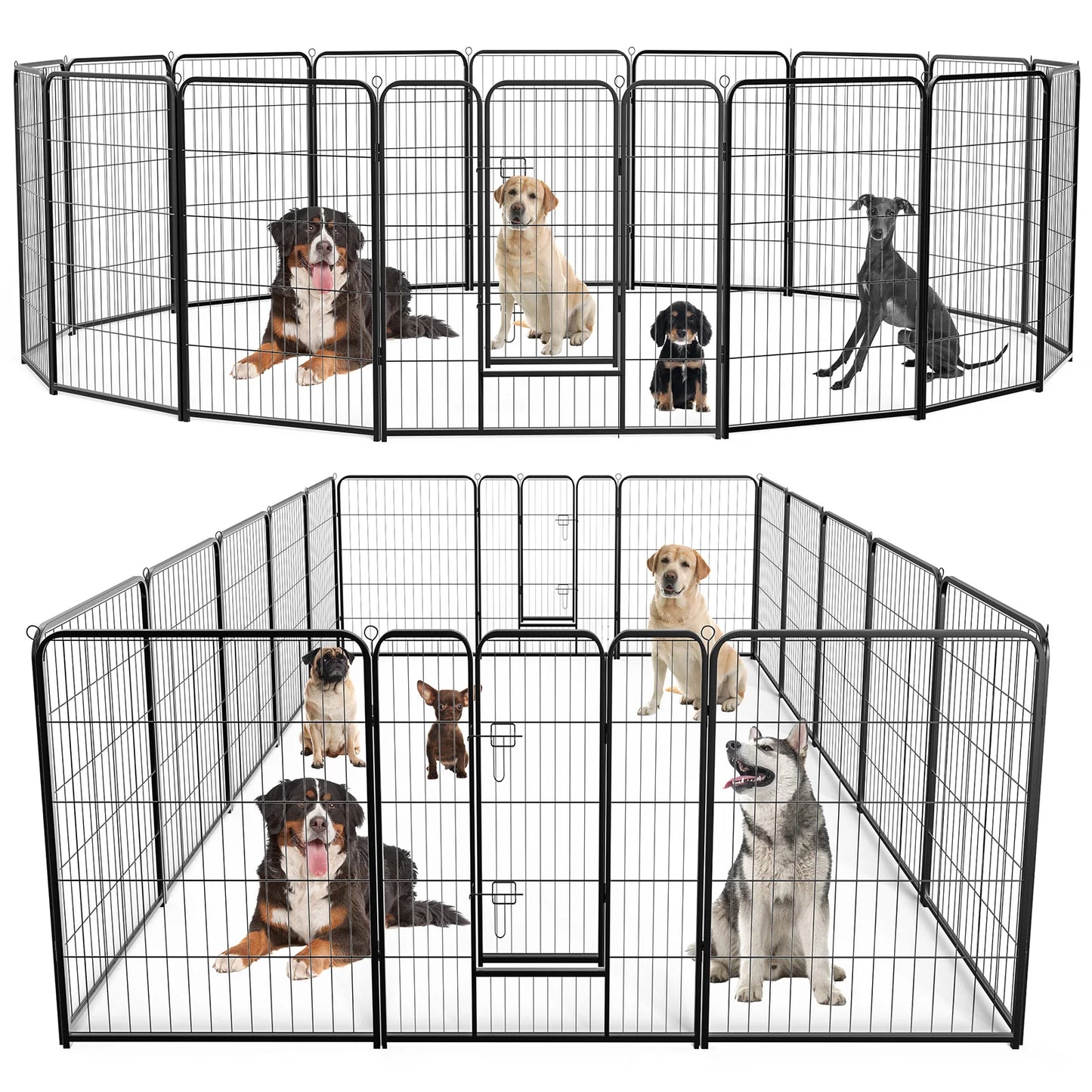 16 Panel Dog Playpen Indoor/outdoor Fence,  Exercise for Yard  Metal Dog Pen for Camping