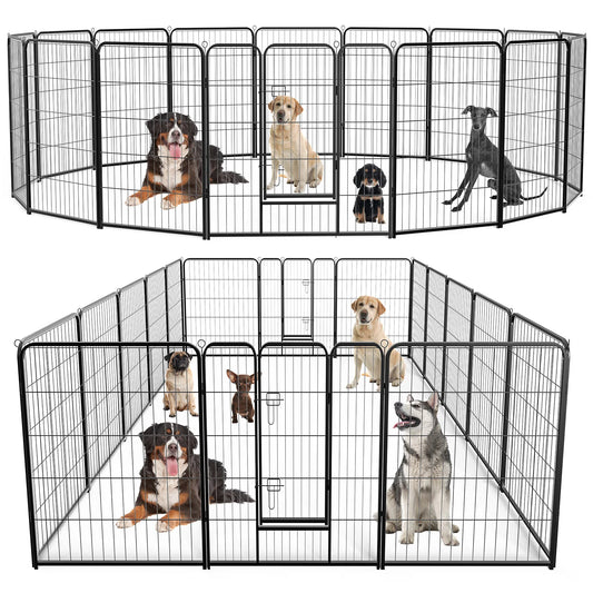 16 Panel Dog Playpen Indoor/outdoor Fence,  Exercise for Yard  Metal Dog Pen for Camping