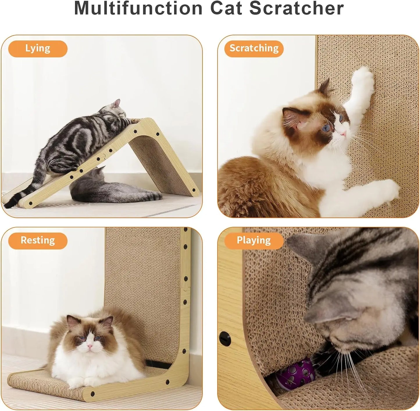 L Shape Cat Scratcher, 23.6 Inch Cat Scratchers for Indoor Cats,