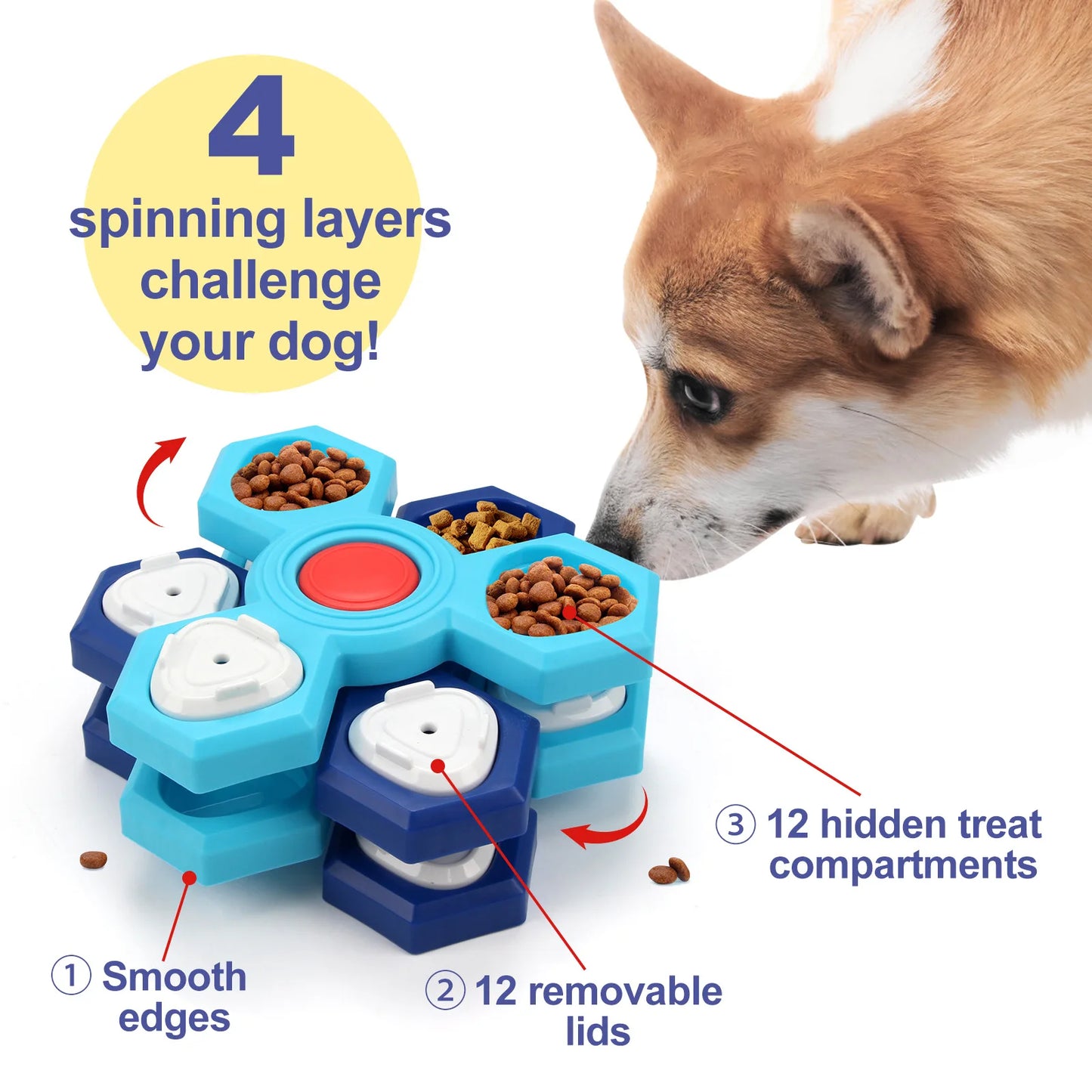 Four Layer Pet Dog and Cat Feeder Educational Toy Rotary Turntable Training Foraging Supplies