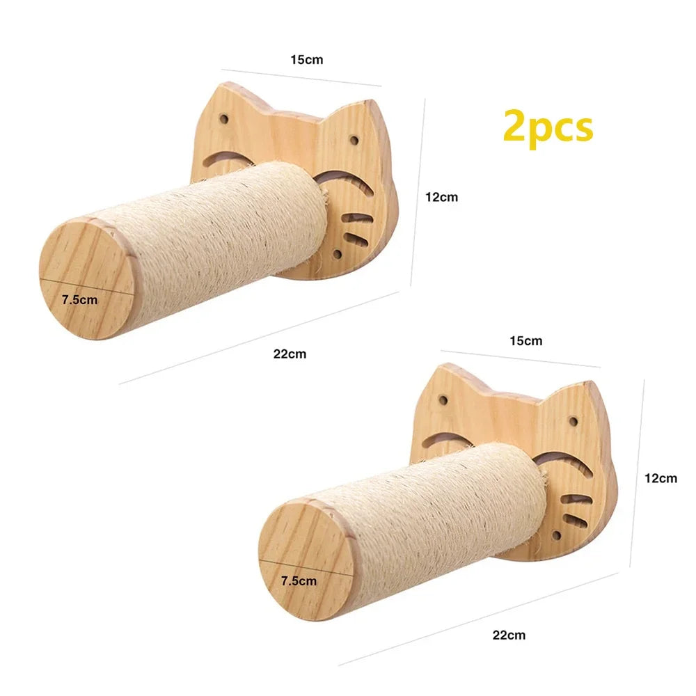 Wall-Mounted Cat Climbing Cat Trees Tower and Scratching Post Cats Hammock Jumping Platform with Pedals Wall Wooden Furniture