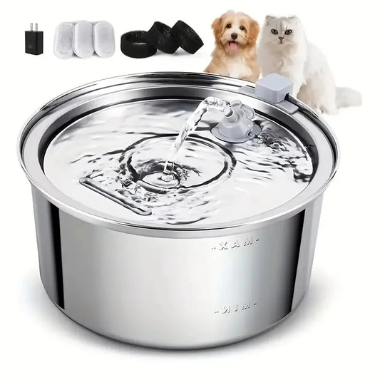 Quiet Pump, Stainless Steel Cat Dog Water Fountain with Single Spout