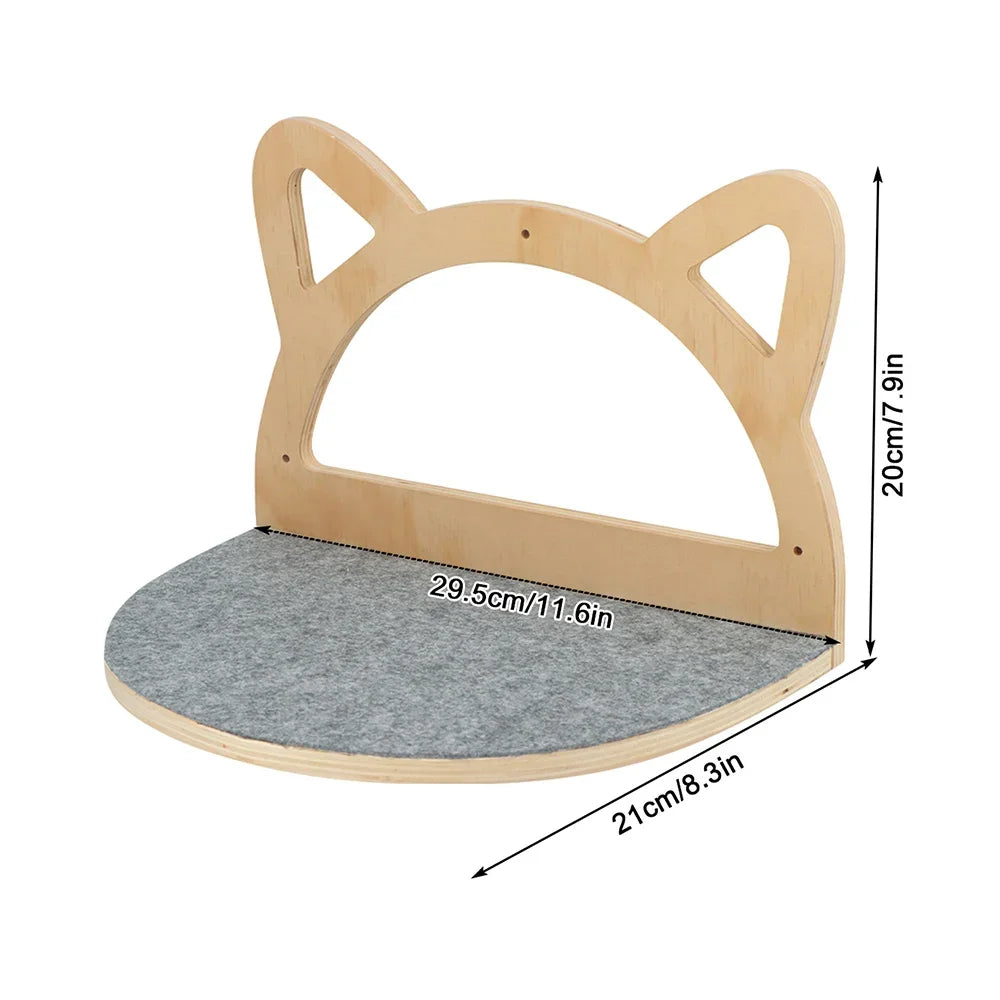 Wall-Mounted Cat Climbing Cat Trees Tower and Scratching Post Cats Hammock Jumping Platform with Pedals Wall Wooden Furniture