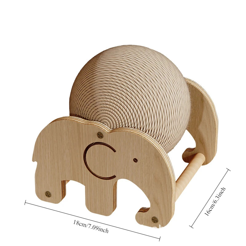 Cat Scratch Ball Board Pet Toy Wear Resistant Sisal Ball Upright Auspicious Elephant Windmill Model Random Hair