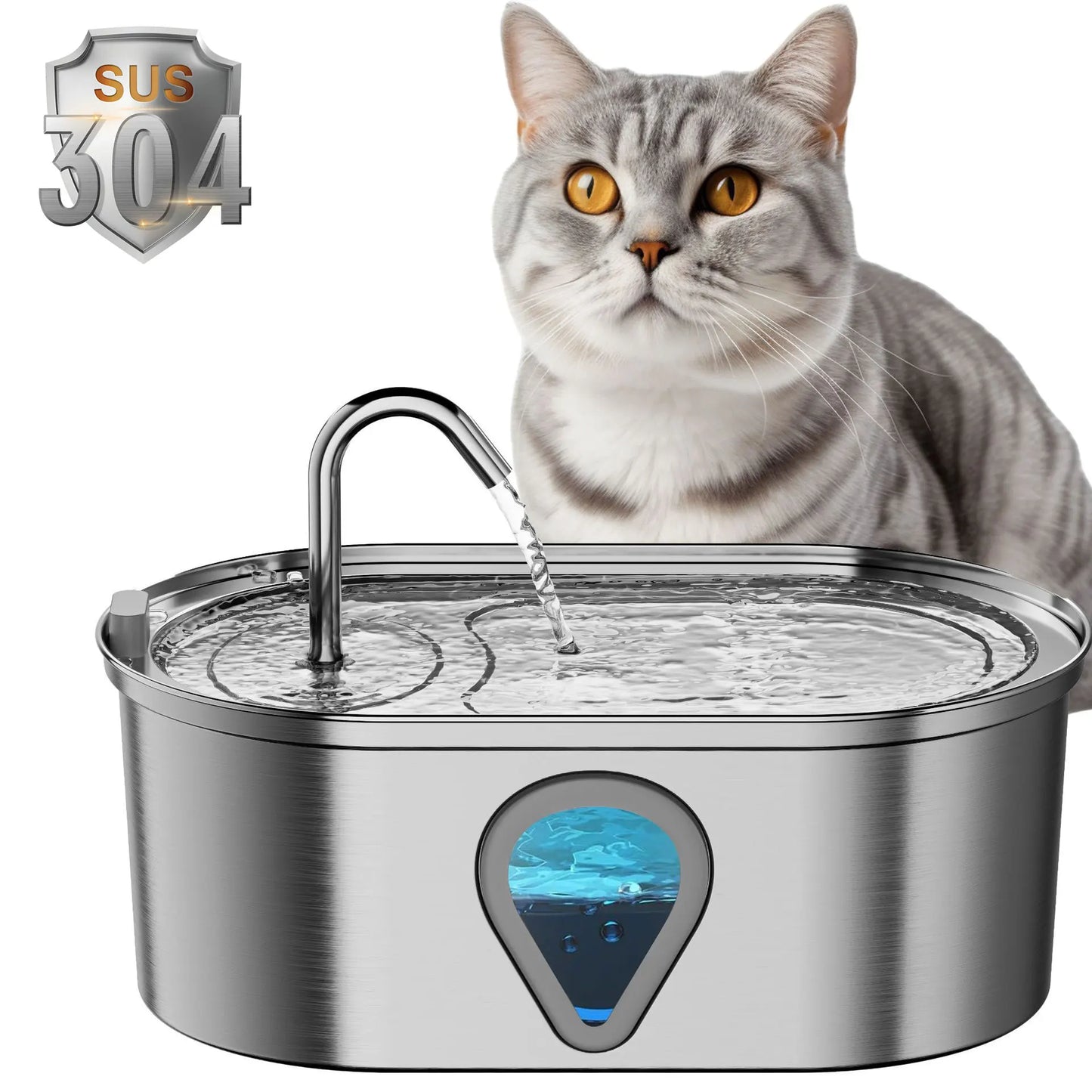 Stainless Steel Pet Water Feeder Pet Automatic Water Fountain USB Electric Mute for Cat Dog Filter Fountain Smart Drinking Bowl