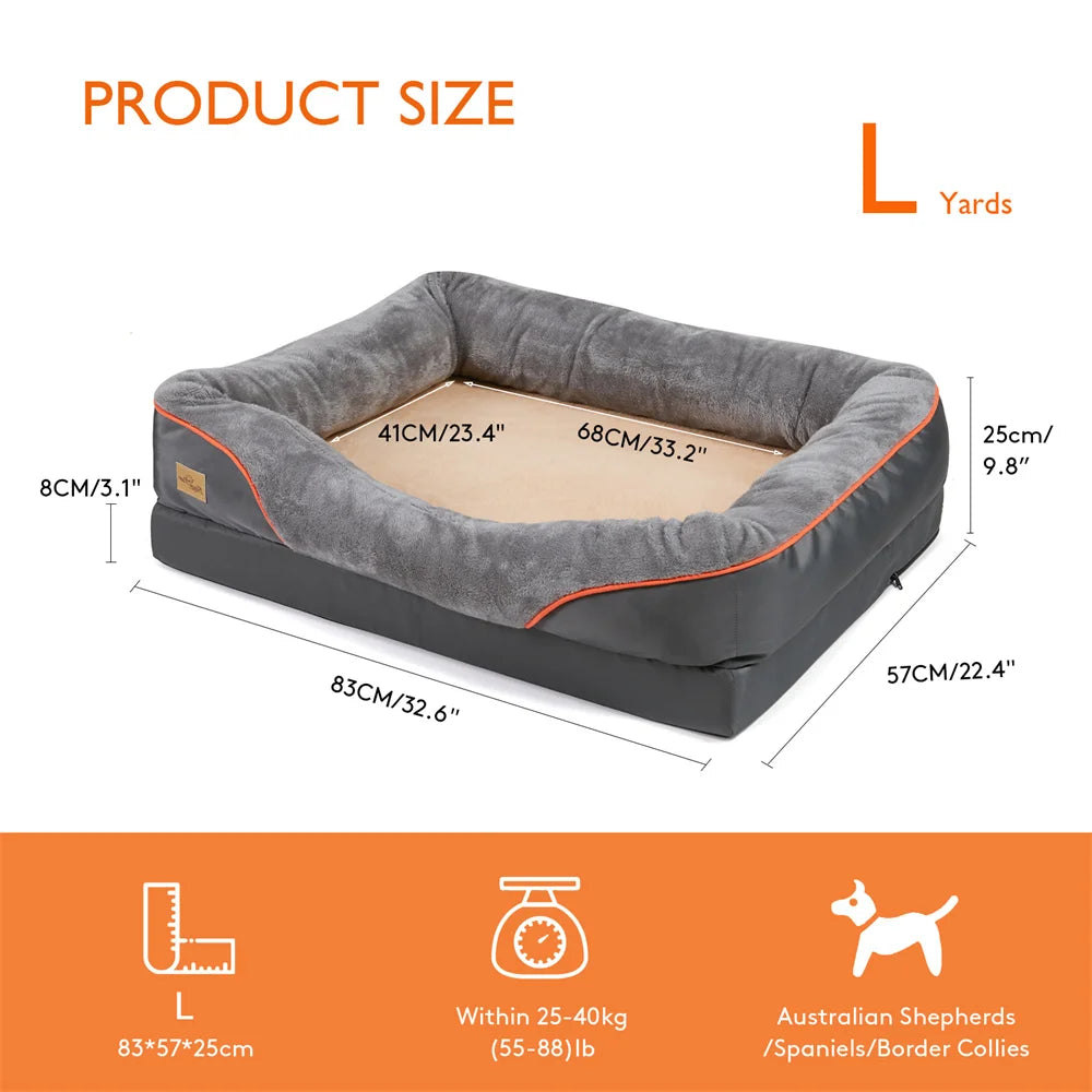 Jumbo Large Orthopedic Dog Bed, Waterproof, Elevated Cushion, Removable Cover