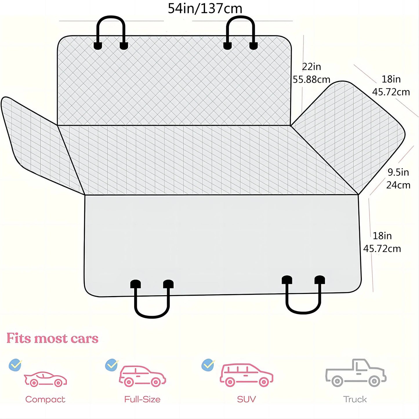 A black pet car mat 100% waterproof and stain resistant, machine washable