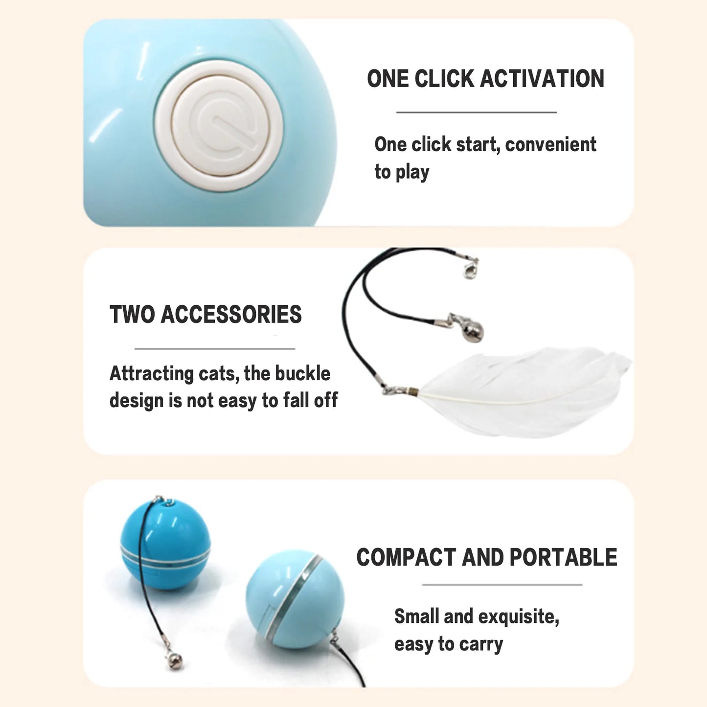 Automatic Smart Moving Cat Toy Rolling Ball Interactive LED Light Indoor Play for Cats