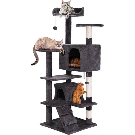 54-Inch Cat Tree & Tower for Indoor Cats: Plush Multi-Level Cat Furniture with Scratching Post, Jumping Platform & Cat Plateau