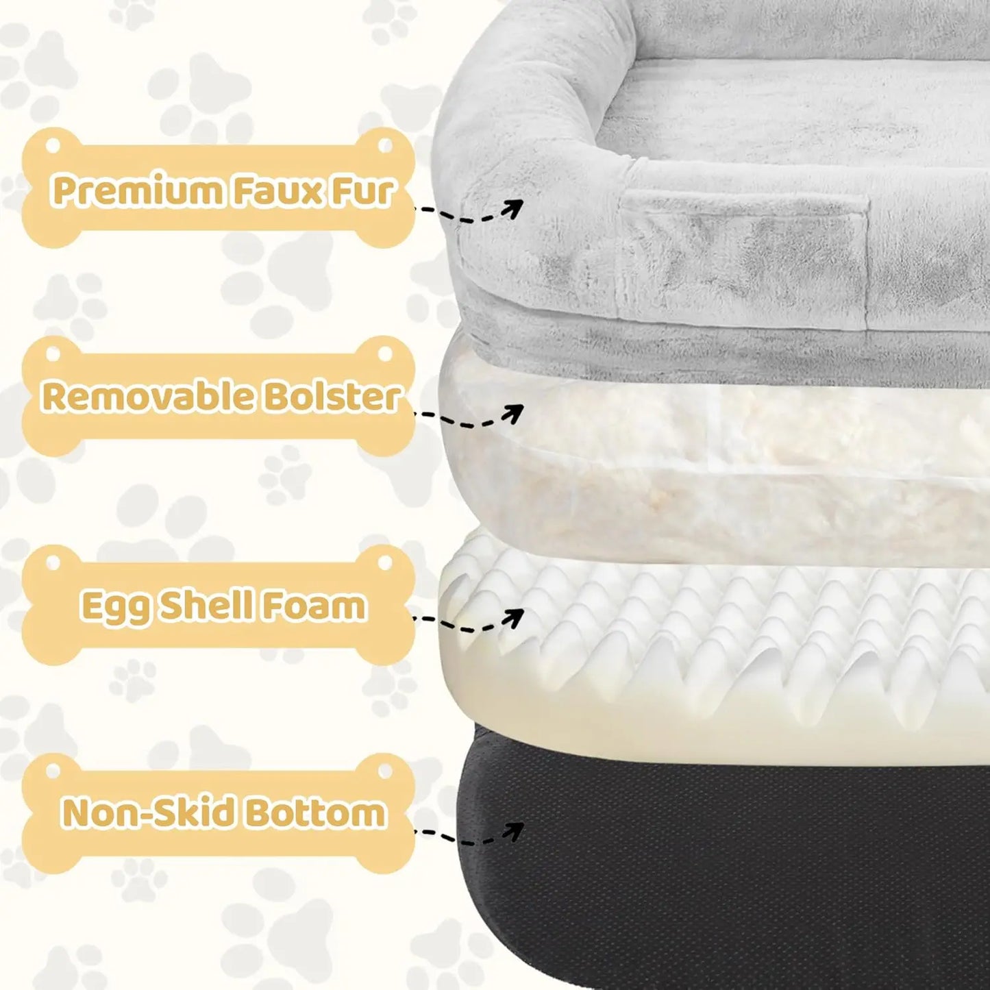 Human Dog Bed for Adults, 71" Long , Orthopedic Design [Light Grey]