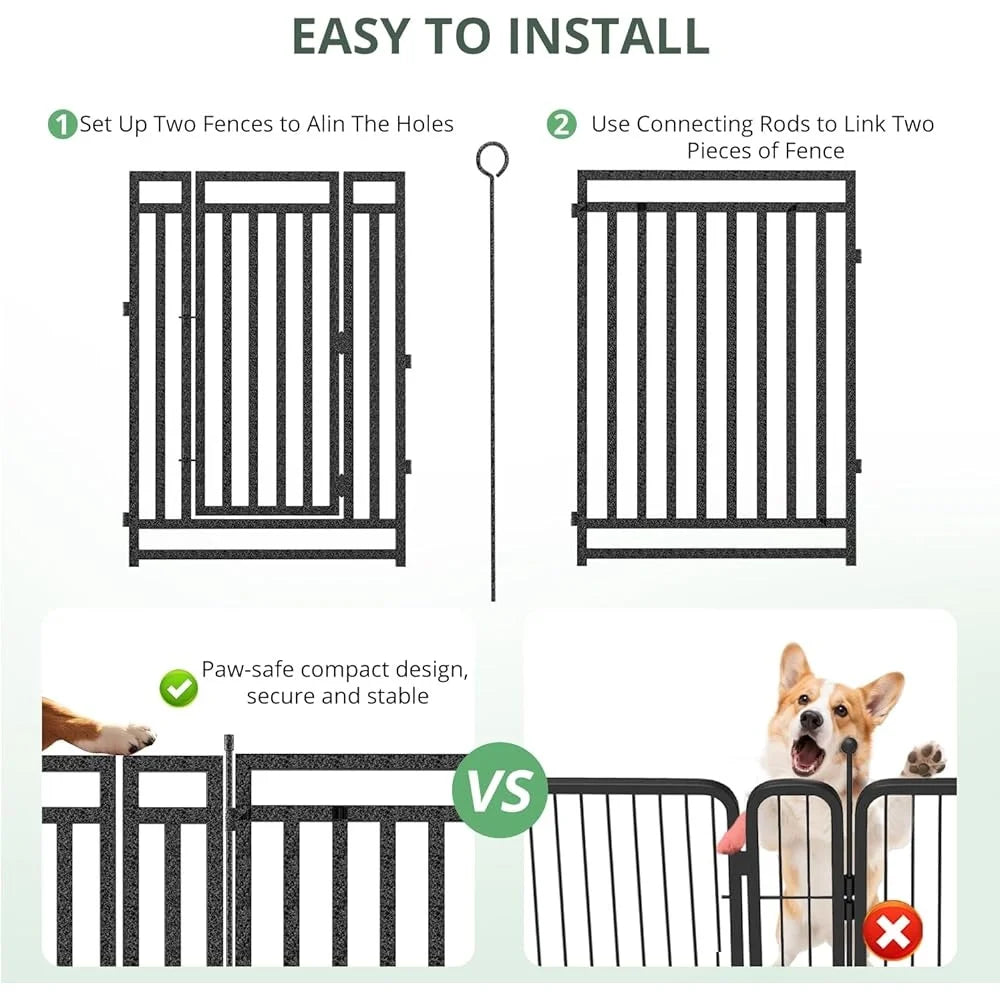 Outdoor Indoor Dog Playpen 40in Metal Dog Fence Large Medium Small Dogs 16 Panels Easy Assembly with Locking System Safe Durable