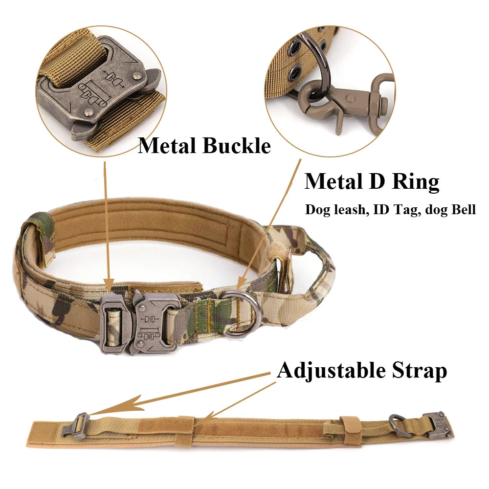 Large Military Dog Harness Set with Collar and Leash for Medium and Large Dogs
