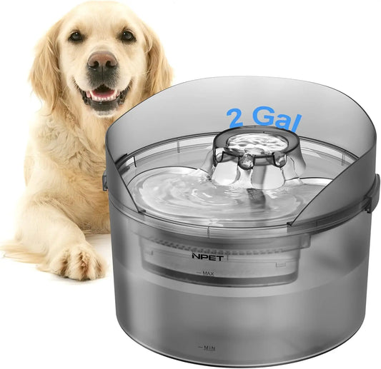 2 Gallon Dog Water bowl with Splatter Guard for Large Dogs
