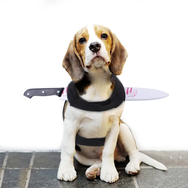 Halloween Dog Bloody Knife Vest Adjustable Funny Pet Costume Cute Puppy Cat Transformation Creative Scary Realistic Dogs Cosplay