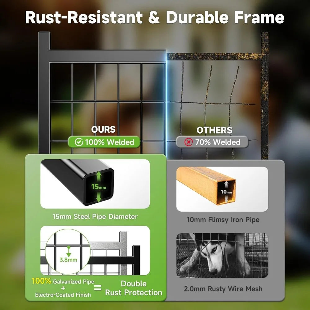 Outdoor Dog Kennel with Roof, Weatherproof Dog Kennel Outside with Removable Doggy Door, Backyard Dog Run Playpen Pet Enclosures