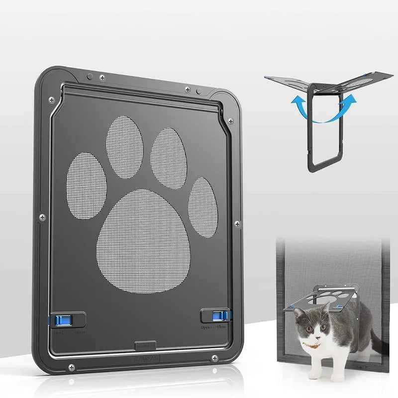 Pet Cat Door New Safe Lockable Magnetic Screen Outdoor