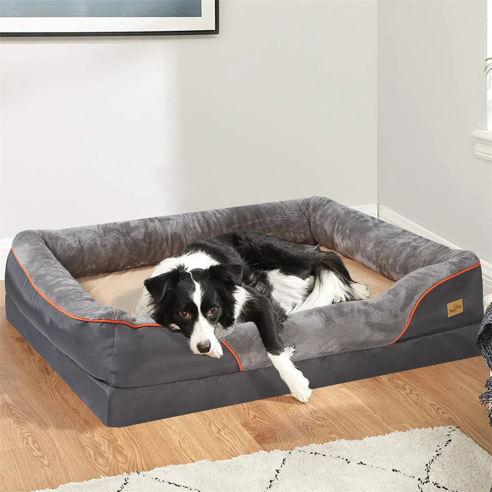Jumbo Large Orthopedic Dog Bed, Waterproof, Elevated Cushion, Removable Cover