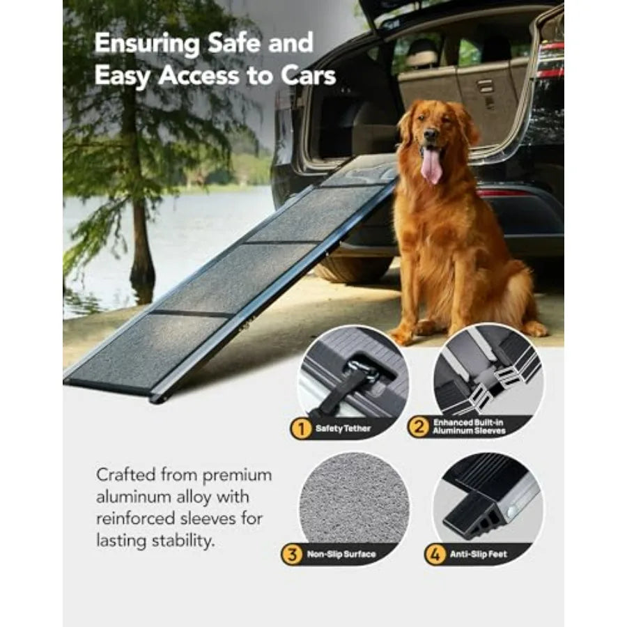 Dog Ramp for Car 63 Long 17 Wide Portable Dog Ramps for Large Dogs with NonSlip Rug Surface Dog Car Ramp for SUV Car Truck Fold