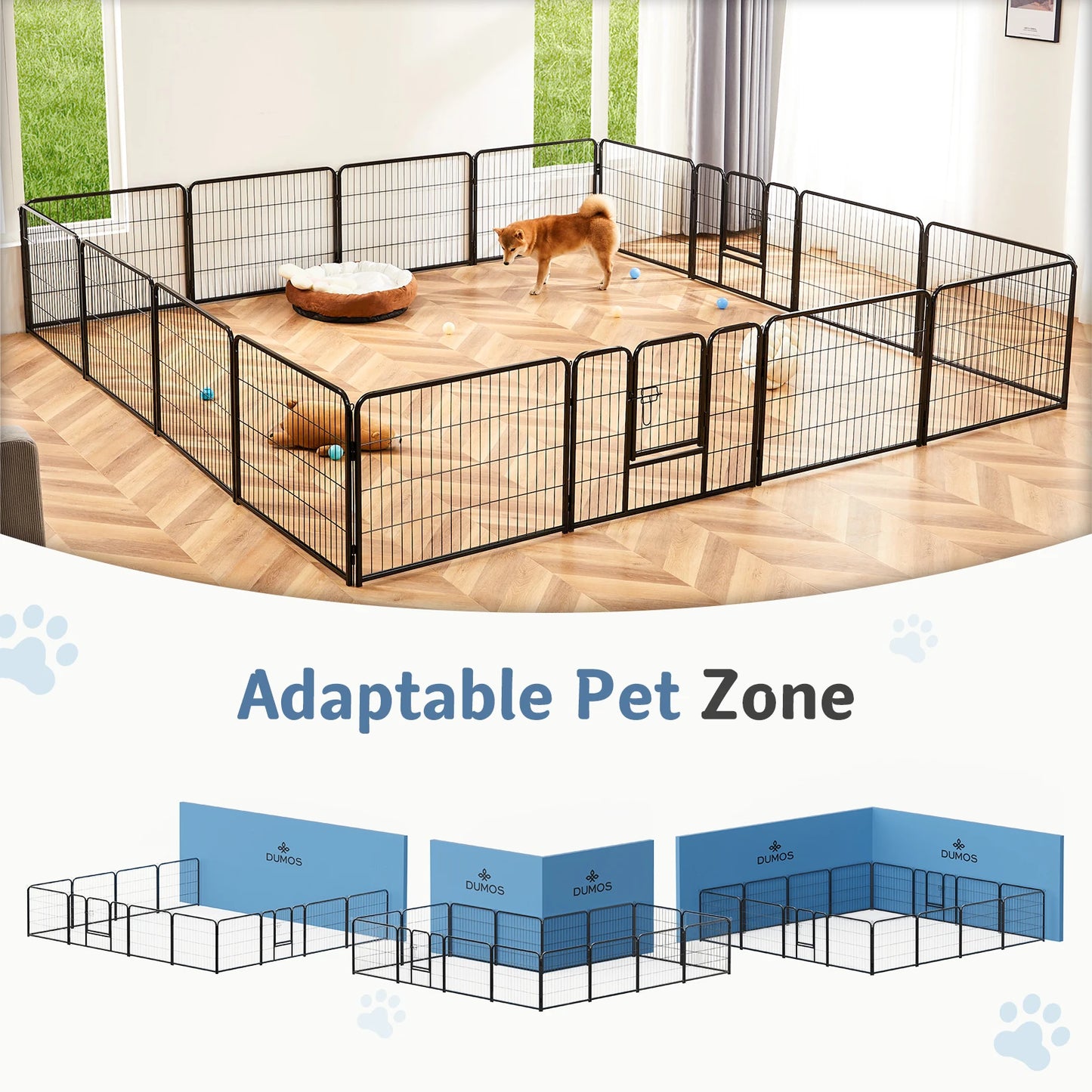 16 Panel Dog Playpen Indoor/outdoor Fence,  Exercise for Yard  Metal Dog Pen for Camping