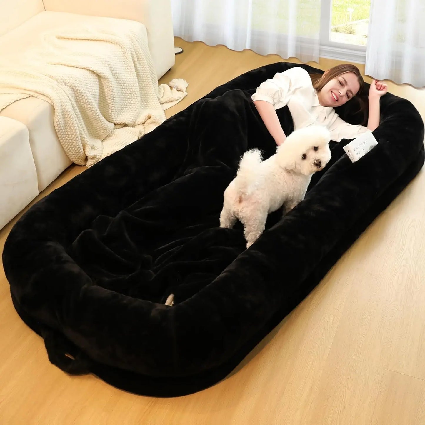 Human Dog Bed for Adults, 71" Long , Orthopedic Design [Light Grey]