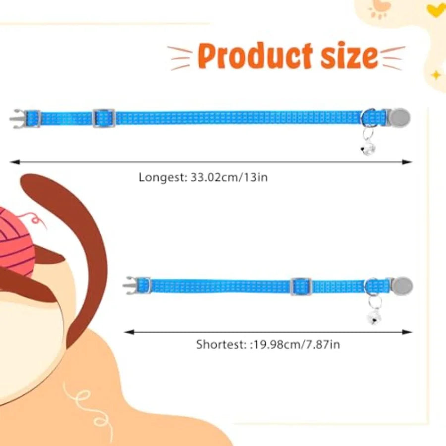 5 Pack Reflective Cat Collars with Bell Breakaway Cat Collars Adjustable Safety Kitten Collar Colorful Soft Small Cats Collar f