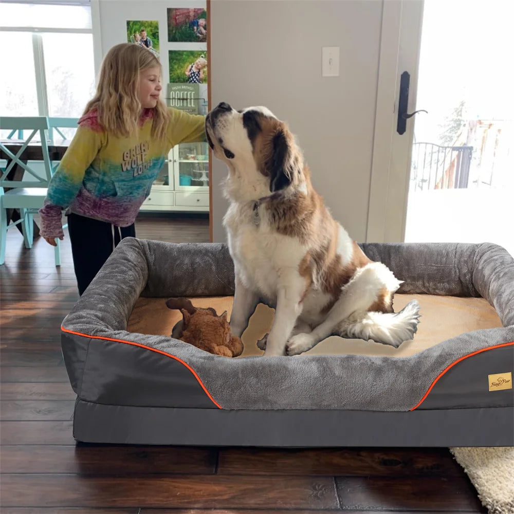 Jumbo Large Orthopedic Dog Bed, Waterproof, Elevated Cushion, Removable Cover