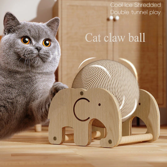 Cat Scratch Ball Board Pet Toy Wear Resistant Sisal Ball Upright Auspicious Elephant Windmill Model Random Hair