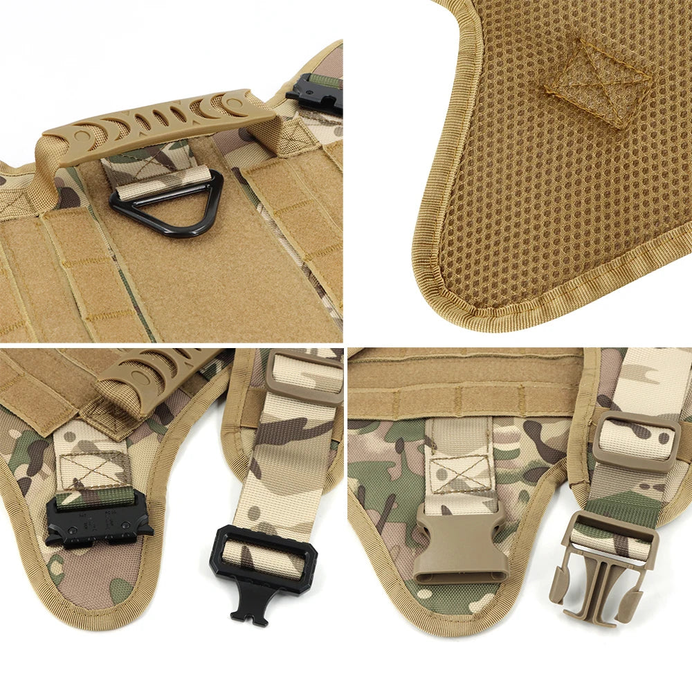 Large Military Dog Harness Set with Collar and Leash for Medium and Large Dogs