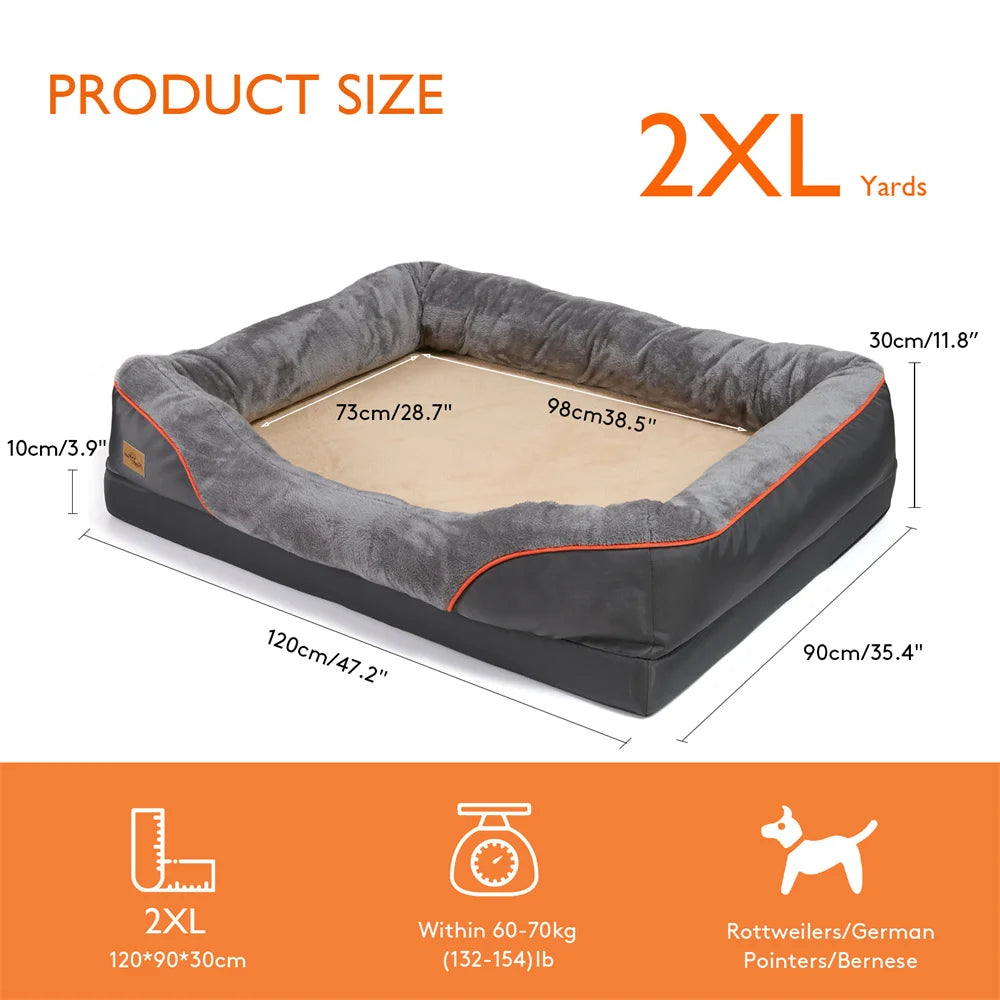 Jumbo Large Orthopedic Dog Bed, Waterproof, Elevated Cushion, Removable Cover