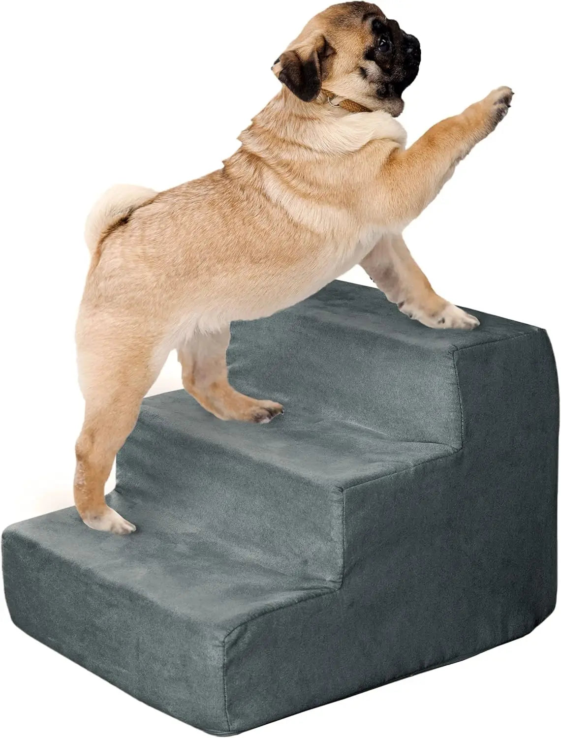 3-Step Pet Stairs  Nonslip Foam Dog and Cat Steps with Removable Zippered Microfiber Cover - Designed for Home o